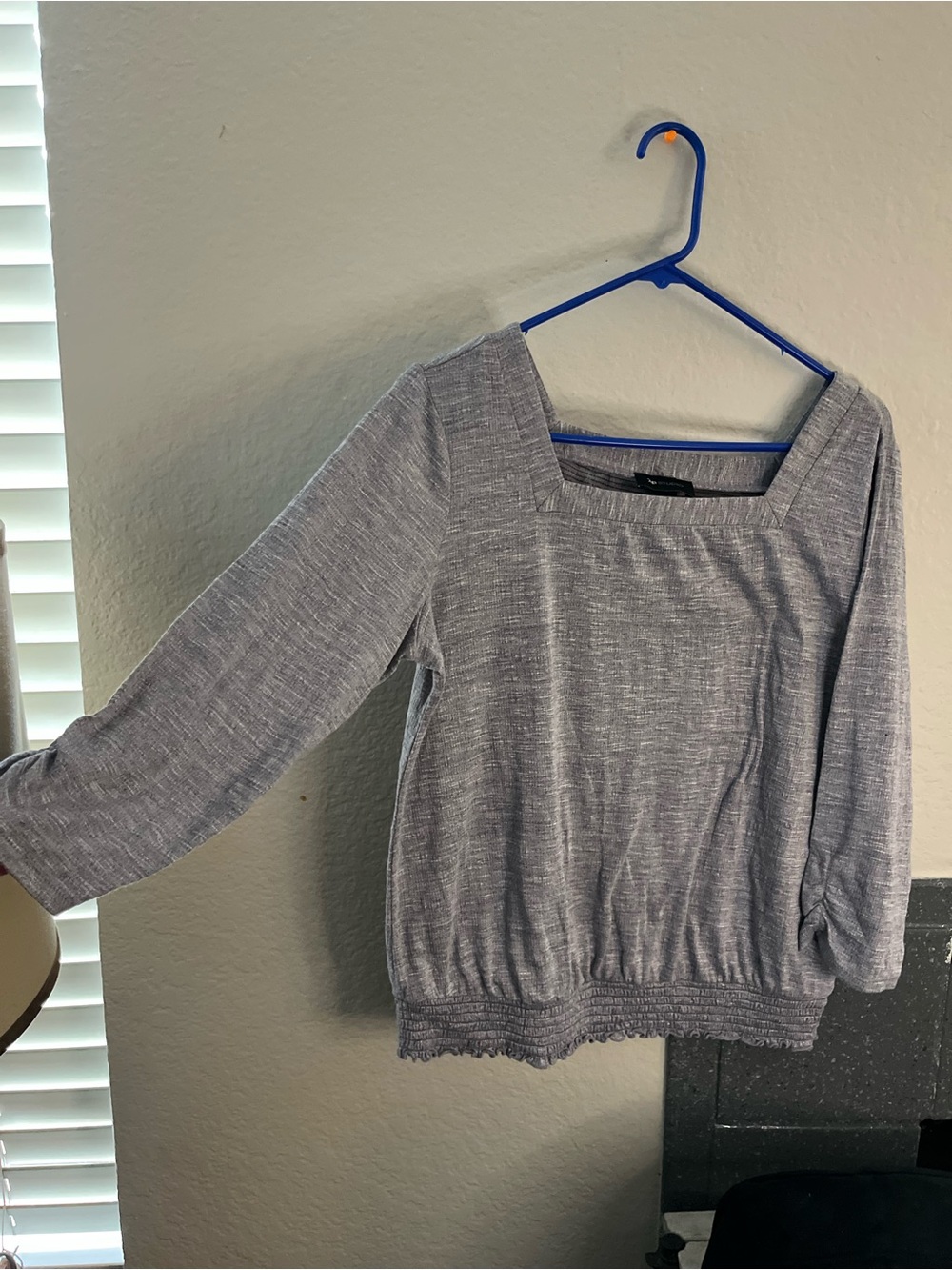 AB Studio Gray Scoop-Square Neck Knit Sweater